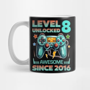 Level 8 Unlocked Awesome Since 2016 8th b-day Gift For Boys Kids Toddlers Mug